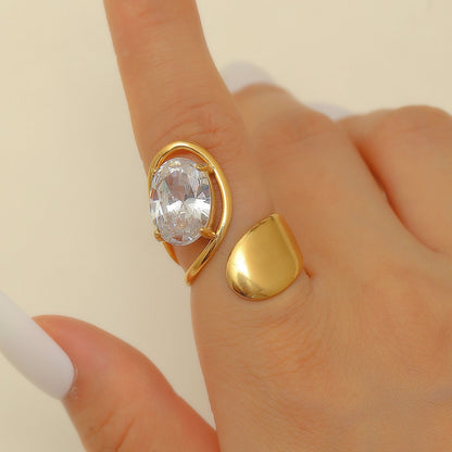 Stainless Steel Zircon Line Ring