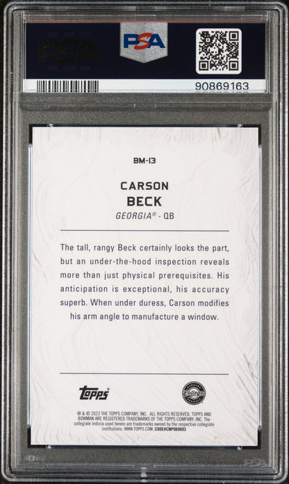 Graded 2023 Topps Bowman U Best Carson Beck #BM13 Masterpieces Geometric Rookie RC Football Card PSA 10 Gem Mint
