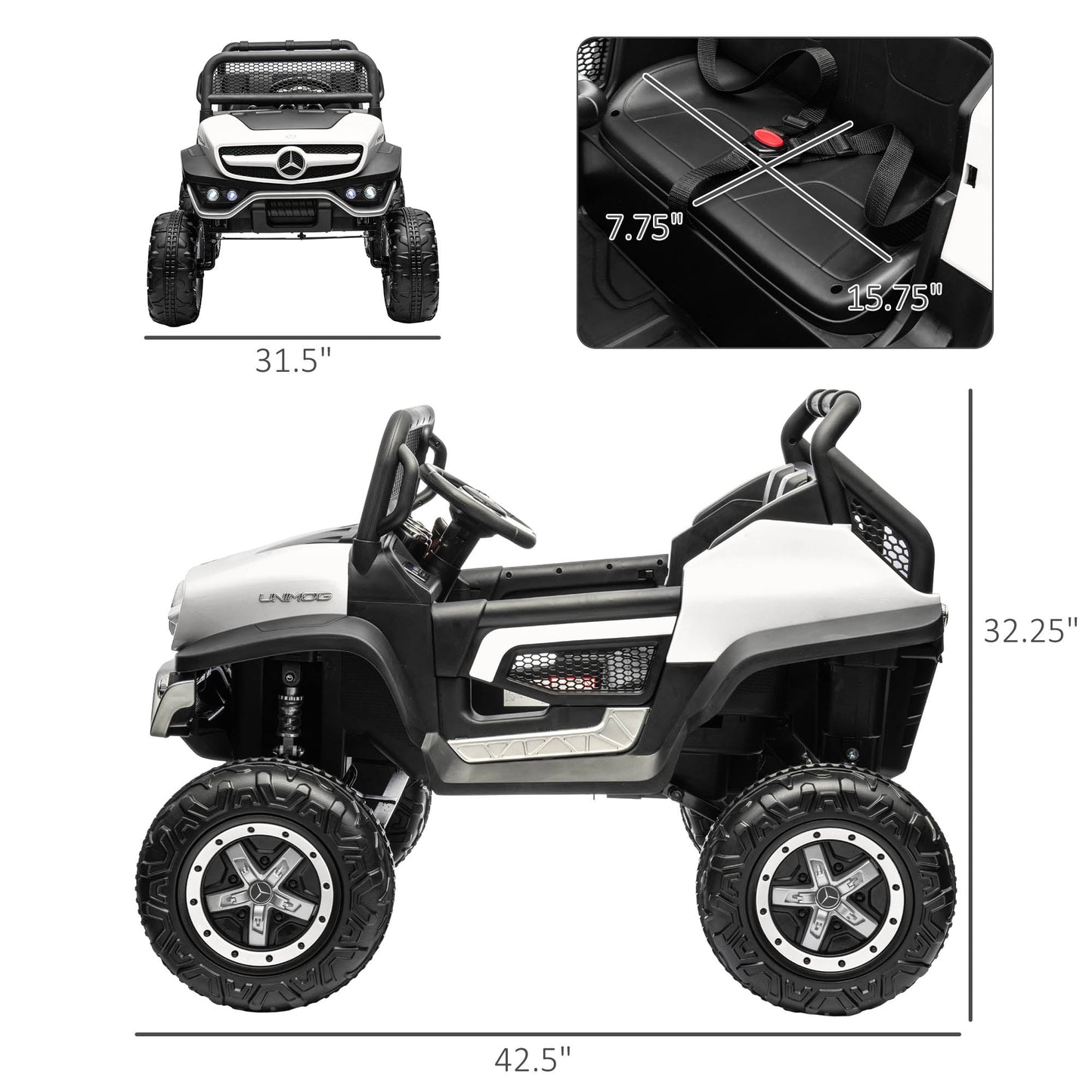 Mercedes-Benz Unimog 12V Kids Ride on Truck with Remote Control - Officially Licensed