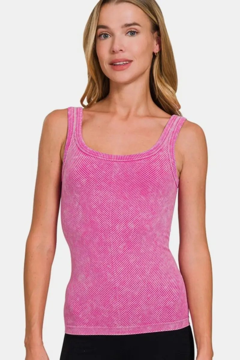 T-Shirts Trendsi Ribbed Tank Women's Everyday Style Basic Top Soft & Comfy