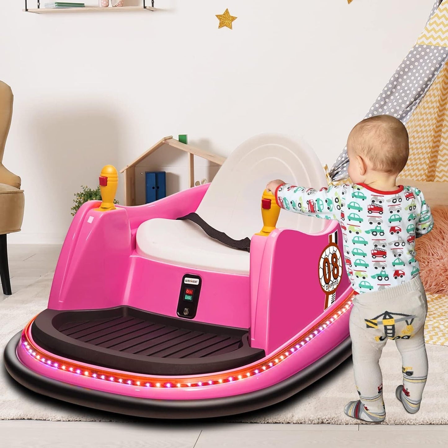 12V Electric Ride-On Bumper Car for Toddlers with 360 Degree Spin and Remote Control
