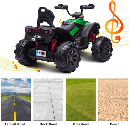 12V Electric Kids Ride-On Off-Road ATV Quad Car with 2 Speeds Green