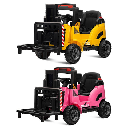 12V Kids Ride-On Forklift Toy Car with Horn for Pretend Construction Play