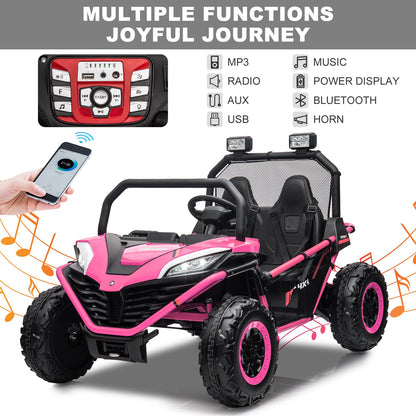 24V Kids 2-Seater Ride-On UTV Car with 400W Motor, Metal Frame, and EVA Wheels