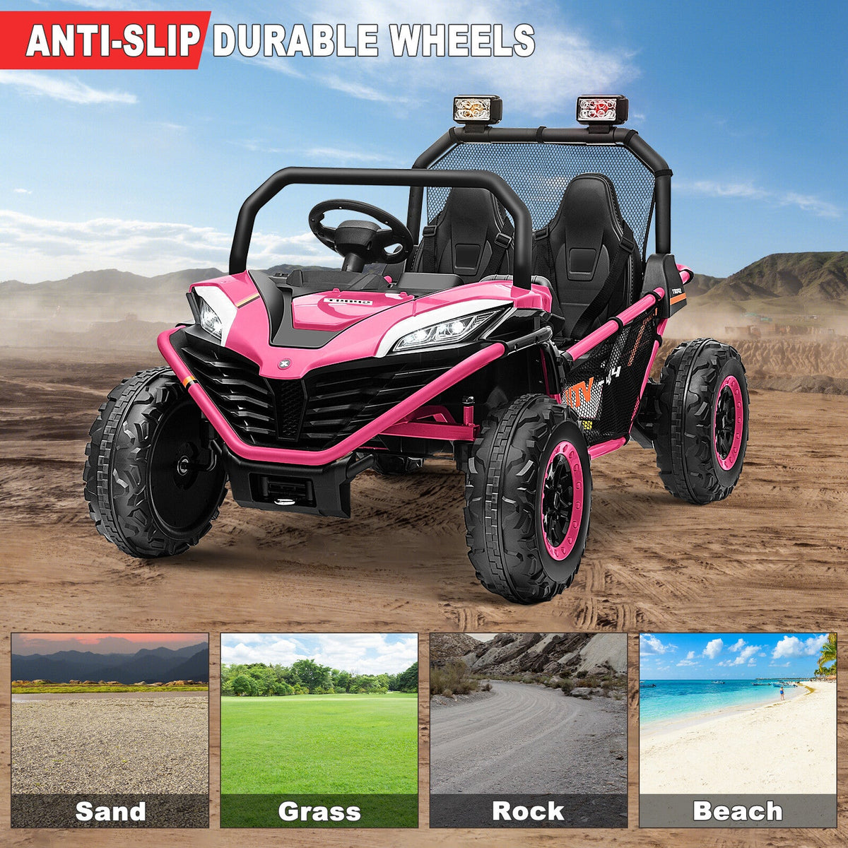 24V Electric Kids 2-Seater Ride-On UTV Truck with 300W Motor, EVA Wheels, and Remote Control