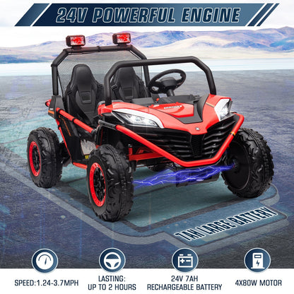 24V Electric Kids Ride-On UTV Truck with 2 Seats, 4WD and Remote Control, 4x80W Motor