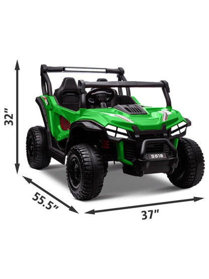 24V Kids Electric 4WD Ride-On UTV Truck, 2-Seater, Green, 80W Motor