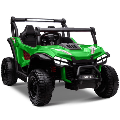 24V Kids Electric 4WD Ride-On UTV Truck, 2-Seater, Green, 80W Motor
