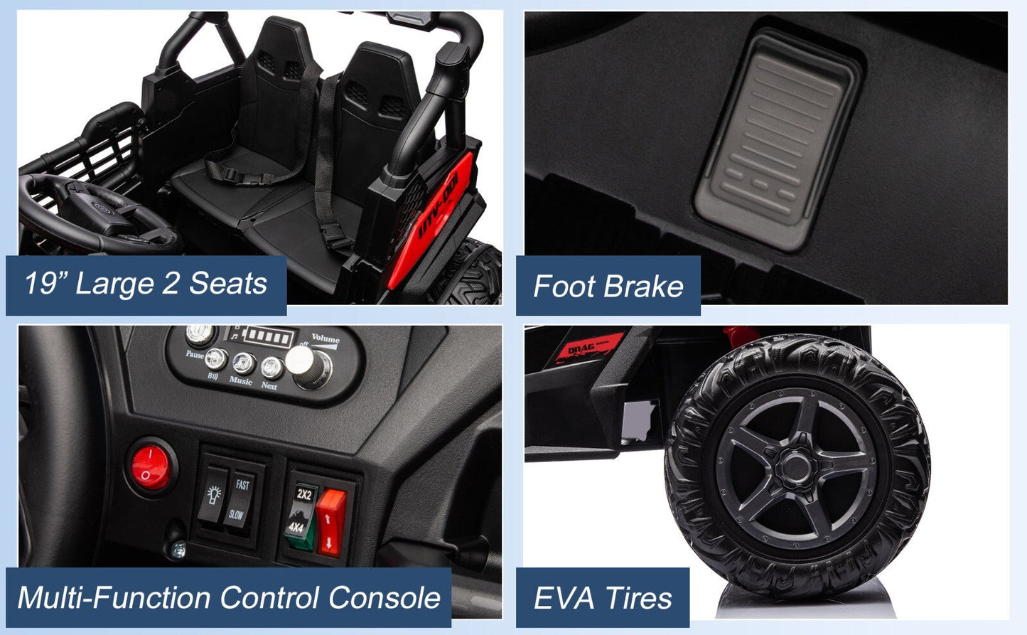 Kids Electric Ride-On UTV Truck 24V with 4WD/2WD and Remote Control Power Wheels