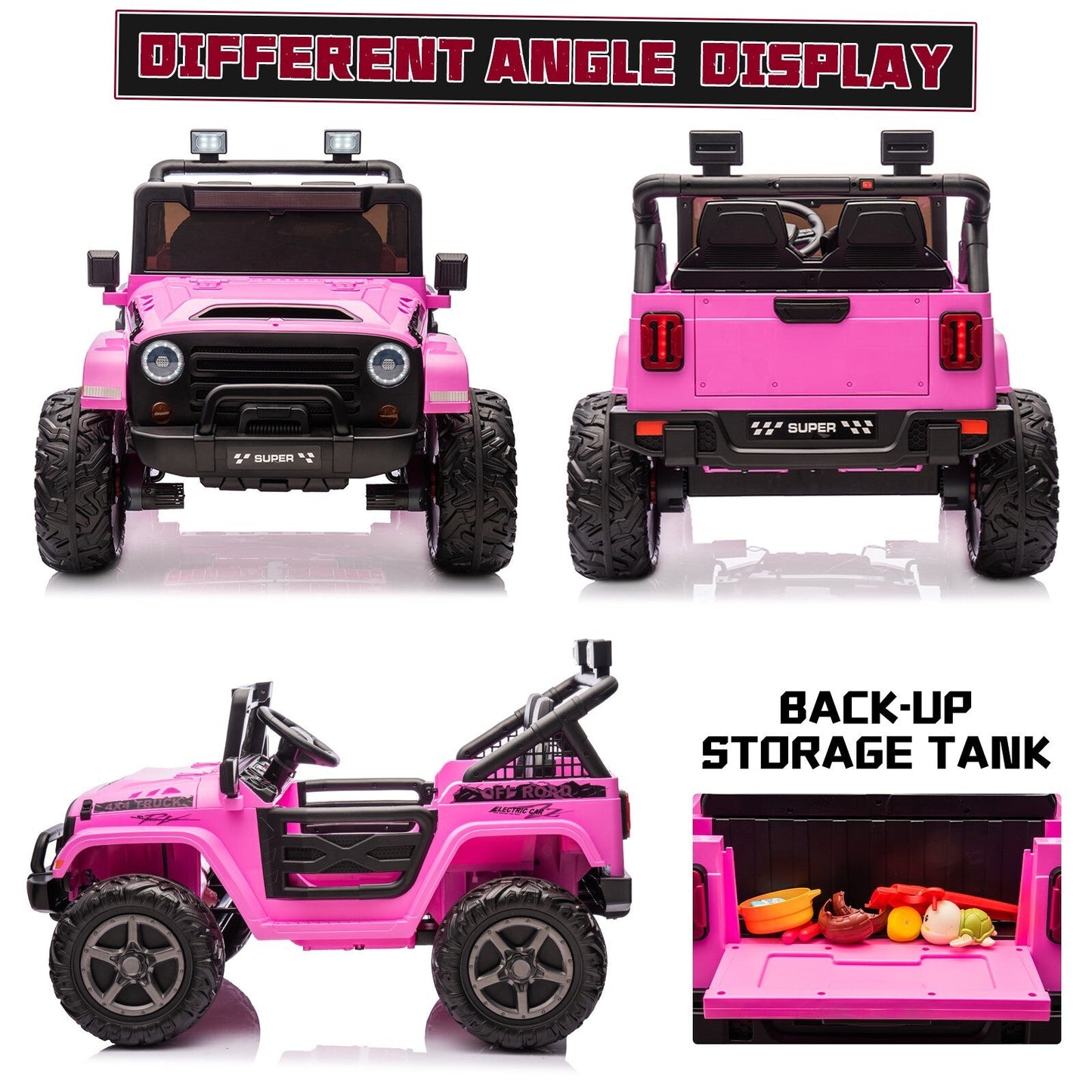 Kids Electric Ride-On Truck Car 24V 9AH Battery with 4WD/2WD Power - Purple