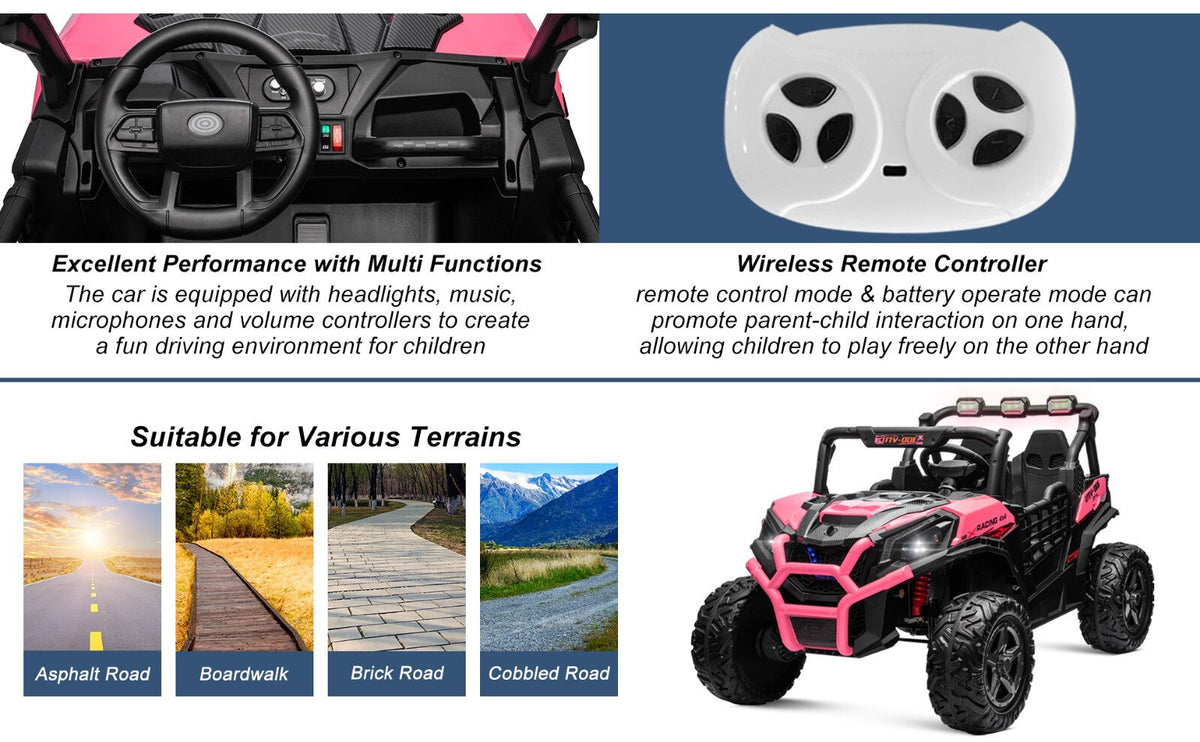 Kids Electric Ride-On UTV Truck with 24V Power, 4WD/2WD and Remote Control