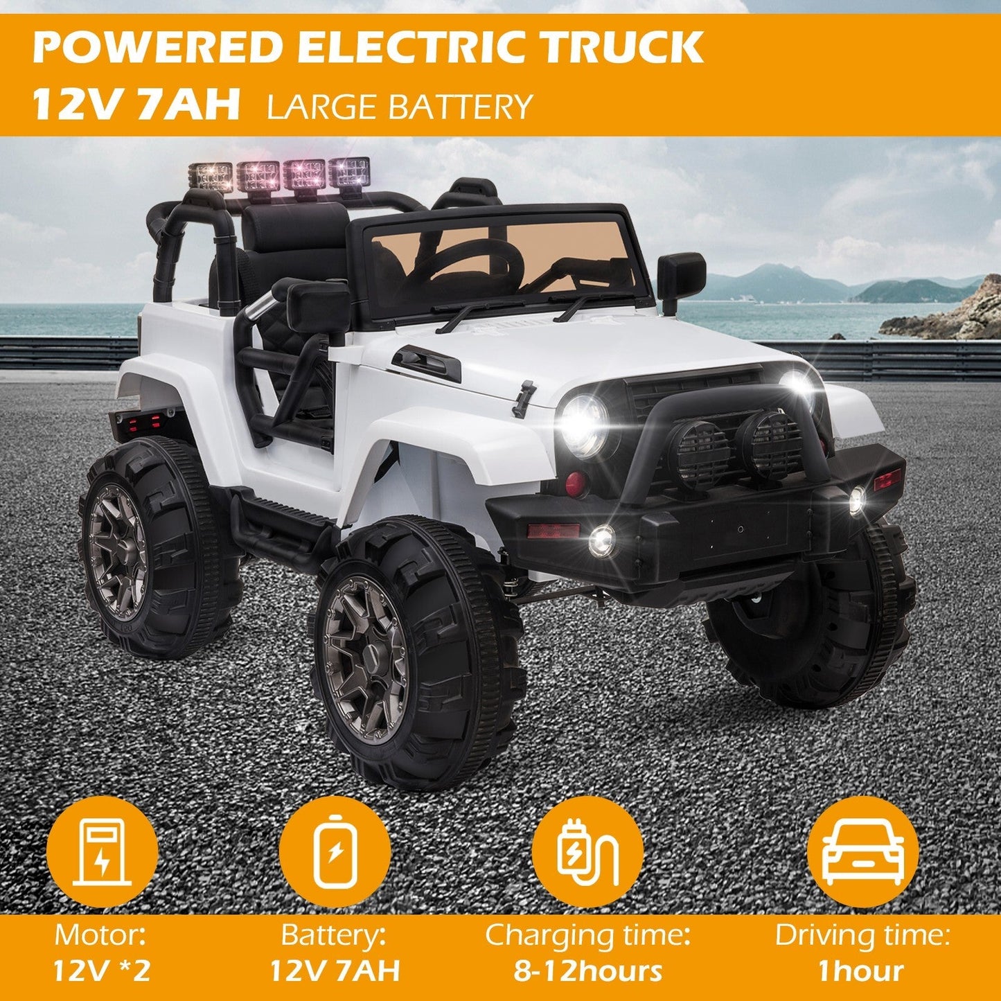Kids 12V Electric Ride-On Truck with Remote Control and Built-in Music