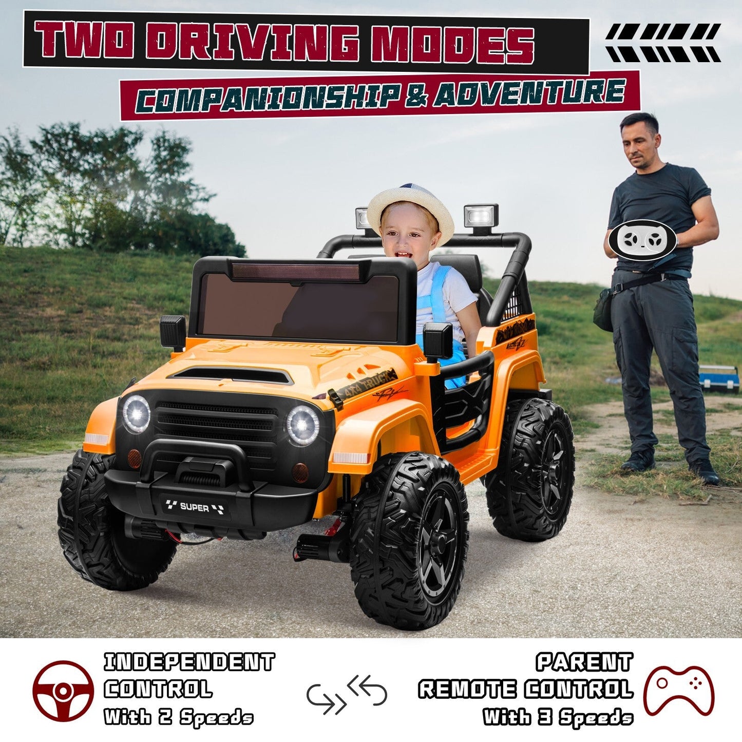 Kids Electric Ride-On Truck 24V 9AH Battery 4WD/2WD Power Car 2-Seater