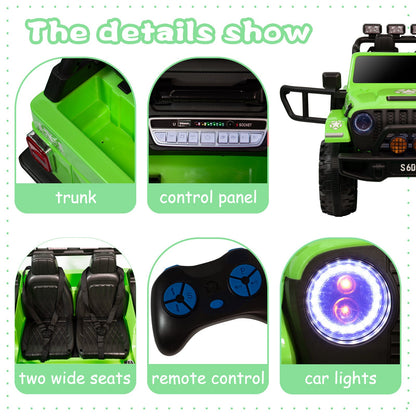 Kids 12V Electric Ride-On Jeep Truck with Remote Control and Powerful Battery