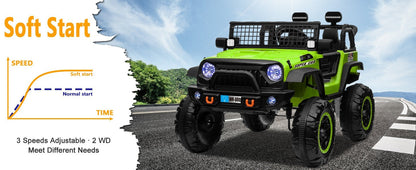 12V Electric Kids Ride-On Truck with Remote Control and 2 Seats, Green