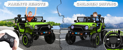 12V Electric Kids Ride-On Truck with Remote Control and 2 Seats, Green