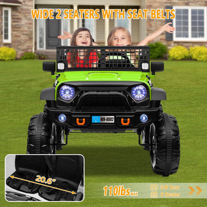 12V Electric Kids Ride-On Truck with Remote Control and 2 Seats, Green