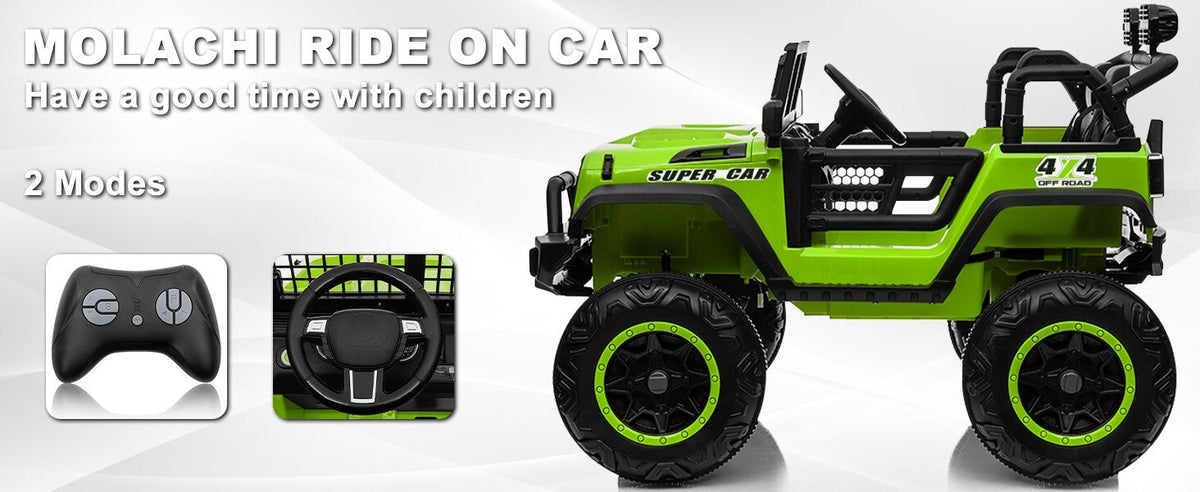 12V Electric Kids Ride-On Truck with Remote Control and 2 Seats, Green