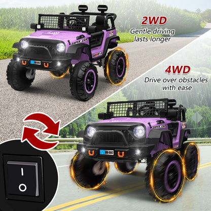 Kids 24V Electric Ride-On Truck with 2WD/4WD Switch and Dual Seats