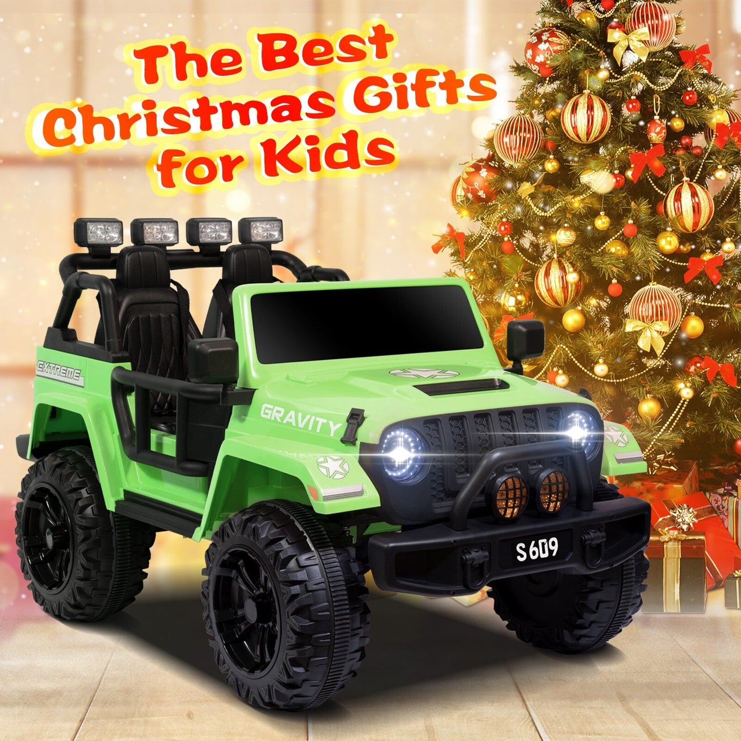 12V Electric Kids Ride-On Jeep Truck with Remote Control Battery-Powered Car Green