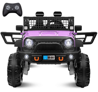 24V Electric Kids Ride-On Car with 2 Seats and 4WD/2WD Switch - Purple