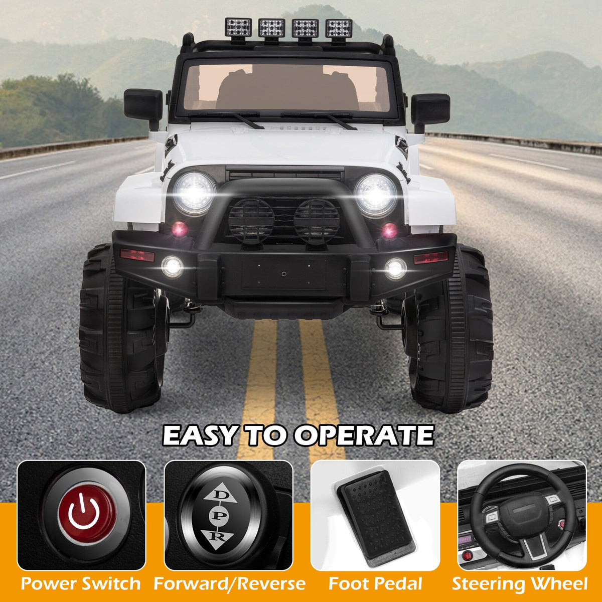 12V Kids Ride-On Jeep Truck Car with Remote Control and 3 Speed Settings