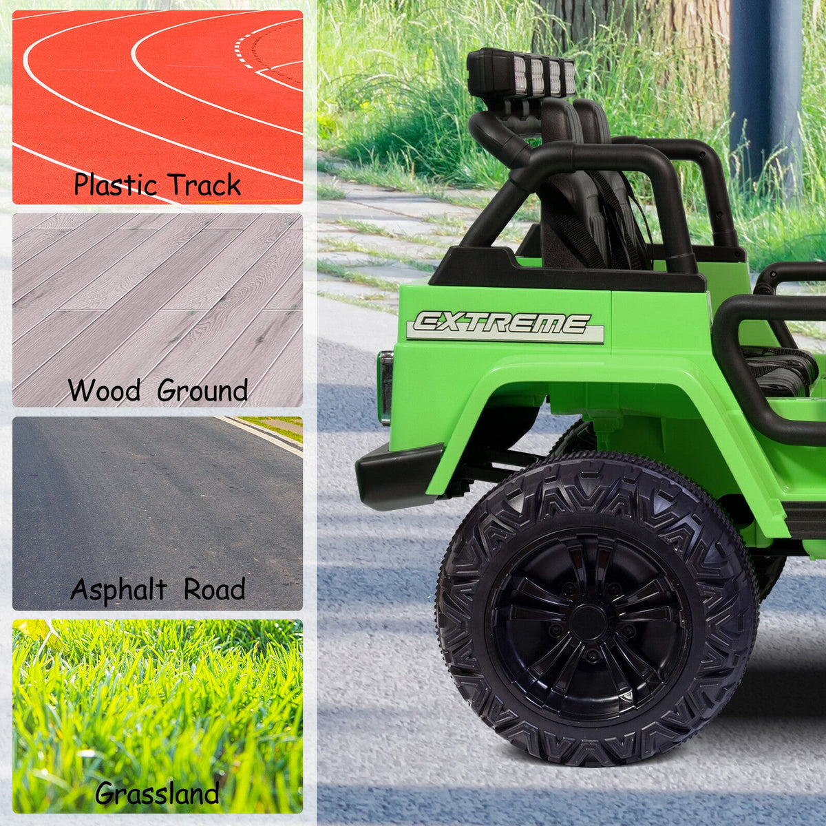 12V Electric Ride-On Jeep Truck for Kids, 2-Seater with 3 Speeds and Remote Control