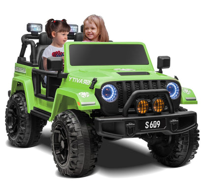 12V Electric Ride-On Jeep Truck for Kids 2-Seater with 3 Speeds Green