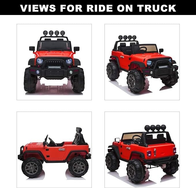12V Electric Ride-On Kids Pickup Truck with 3 Speeds and Remote Control - Red