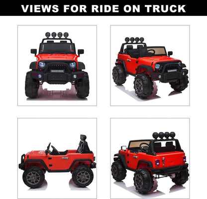 12V Electric Ride-On Kids Pickup Truck with 3 Speeds and Remote Control - Red