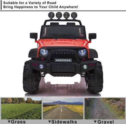 12V Electric Ride-On Kids Pickup Truck with 3 Speeds and Remote Control - Red