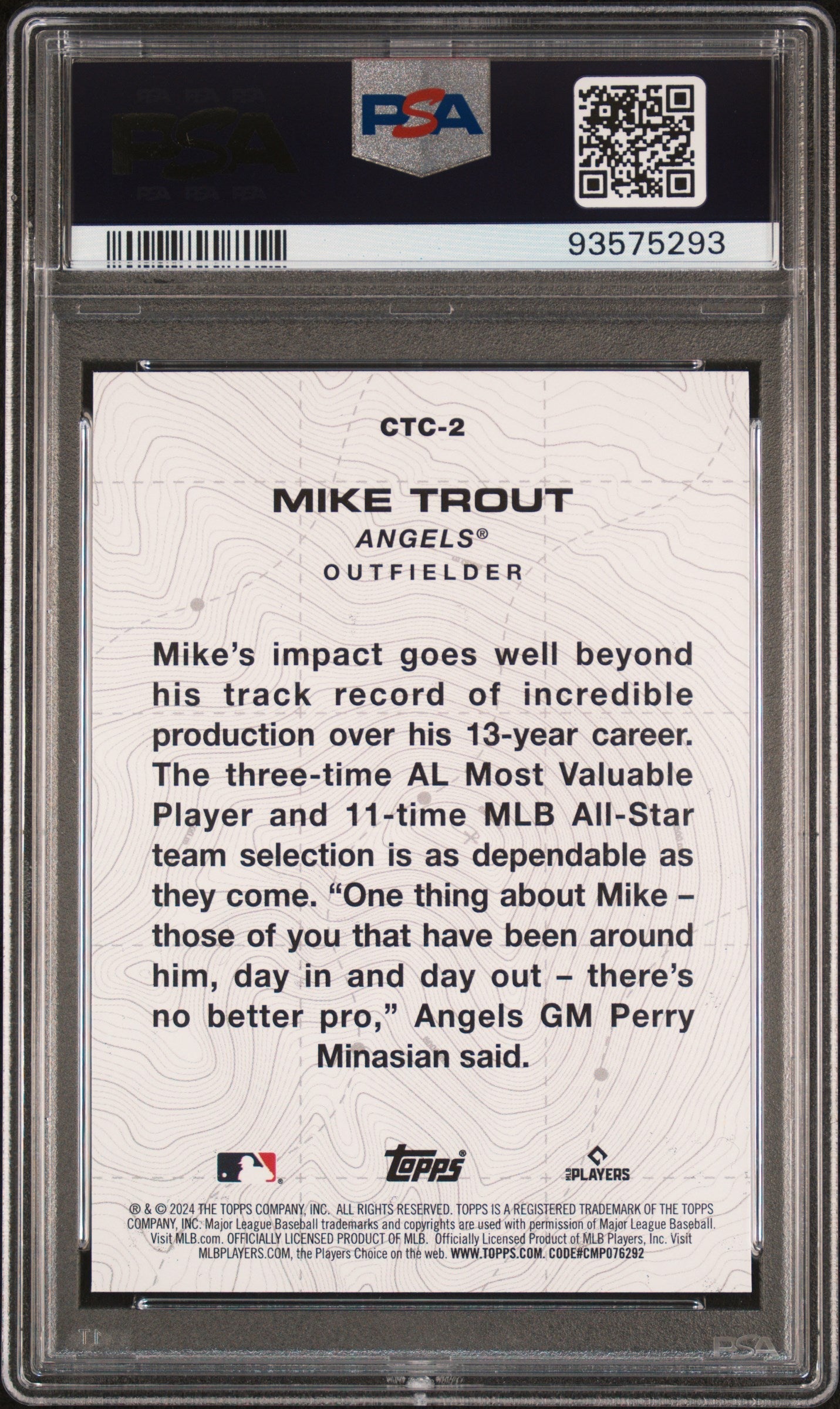 Graded 2024 Topps Mike Trout #CTC2 City to City Baseball Card PSA 10 Gem Mint